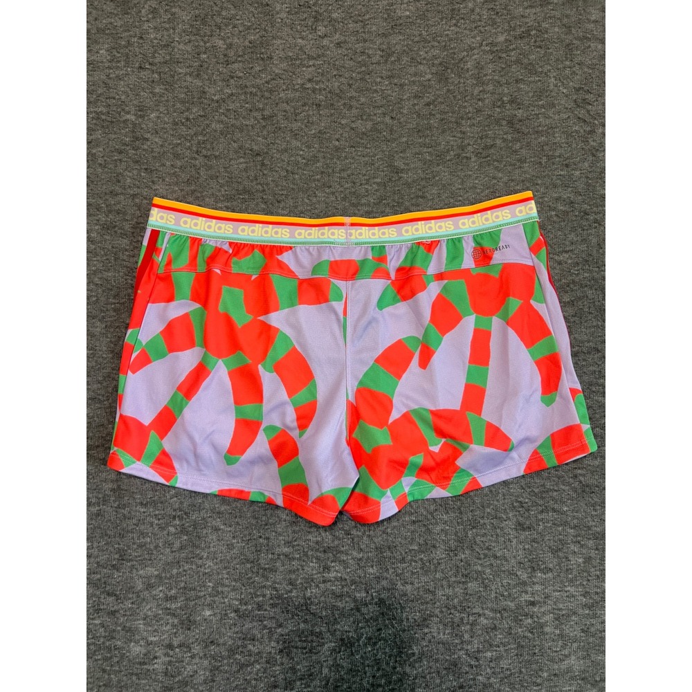 Adidas x The FARM Company Pacer Training Shorts Purple Tropical HS1198 Womens L - Picture 2 of 13